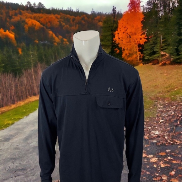 REALTREE® by STAGHORN 1/4 Zip Pullover Black Pocket Mens L - Picture 6 of 16